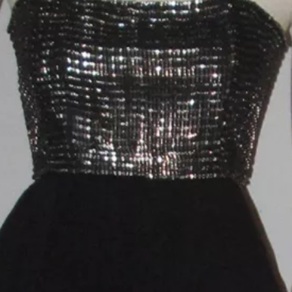 Alice + Olivia silk rhinestone black ruffled dress - Picture 2 of 8
